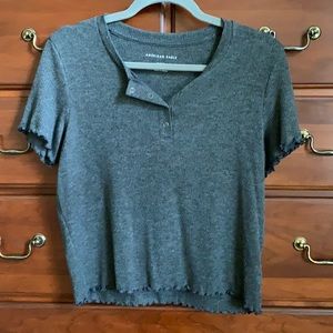 Women’s American Eagle Gray Ribbed T-Shirt